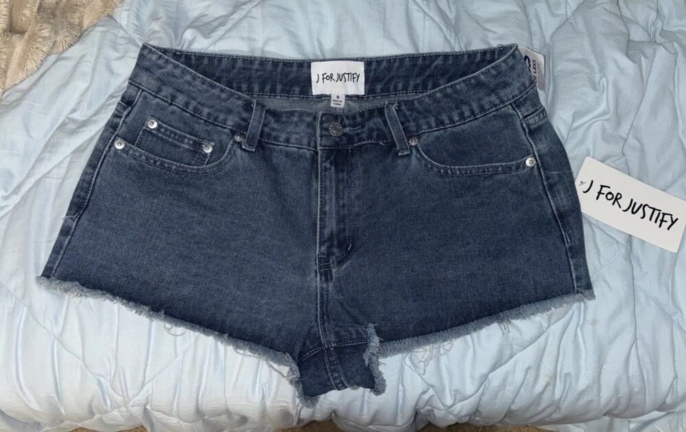Justify Jean Shorts Sz 9 Ladies Denim Cut-off Fringe New